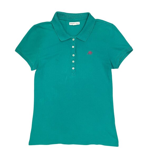 Aeropostale Woman's Polo Shirt Size L Teal A87 Embroidered Casual Classic Y2K - Picture 1 of 10